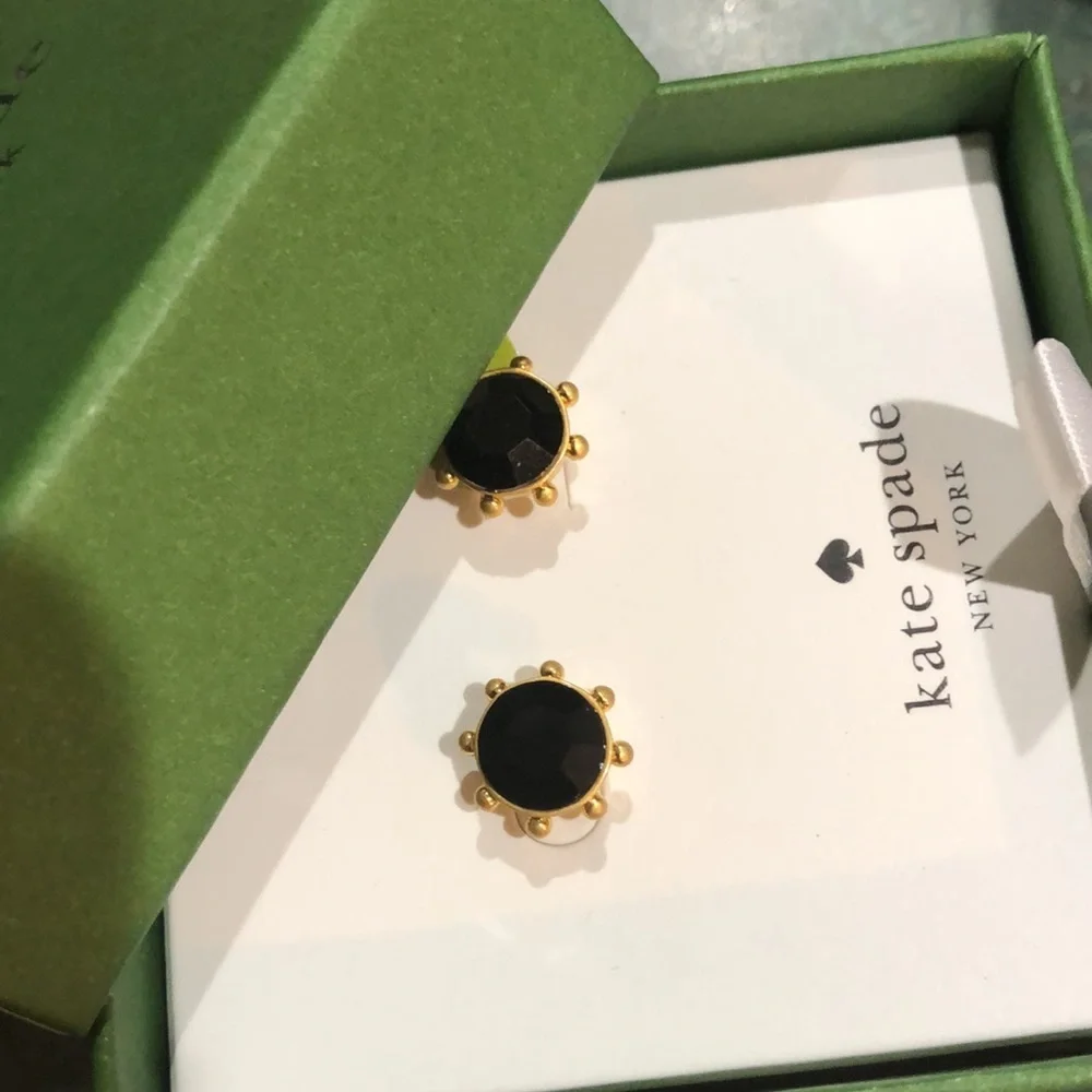 Kate Spade New York Women's Jet Cubic Zirconia‎ Bezel Stud Earrings new